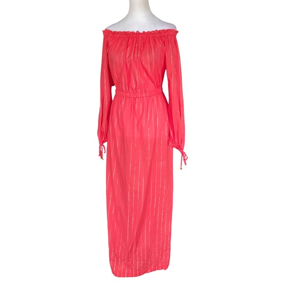 NWT Michael Kors Off the Shoulder Sangria Maxi Dress Long Sleeve Large - Picture 1 of 15